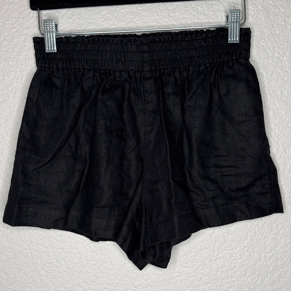 Reformation Mila Black 100% Linen Shorts Small Normcore Summer Staple Vacation - Picture 2 of 9
